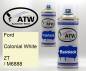 Preview: Ford, Colonial White, ZT / M6888: 400ml Sprühdose + 400ml Klarlack - Set, von ATW Autoteile West.